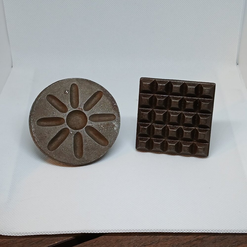 Vintage Antique Pair Ateco Cookie Press Pie Mold Cast Iron Baking Tools